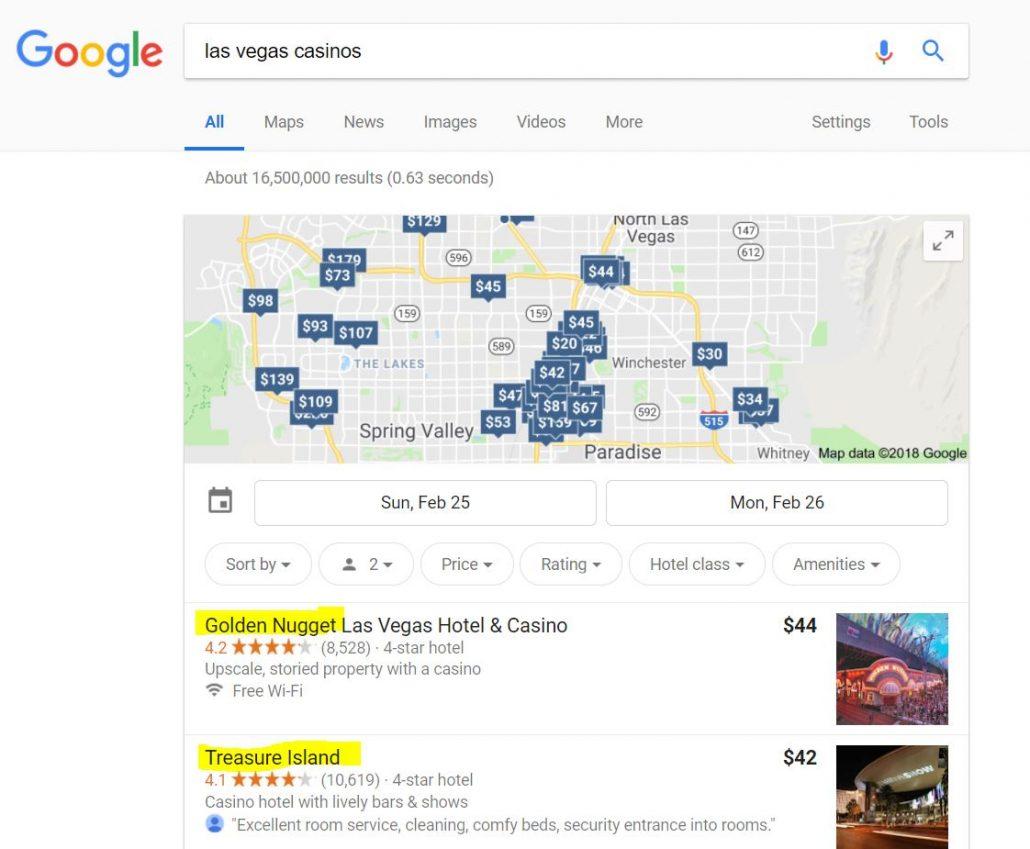 las vegas casinos google search results