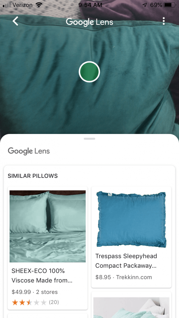 green throw pillow google lens