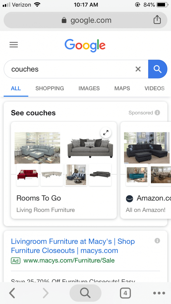 google showcase shopping ads