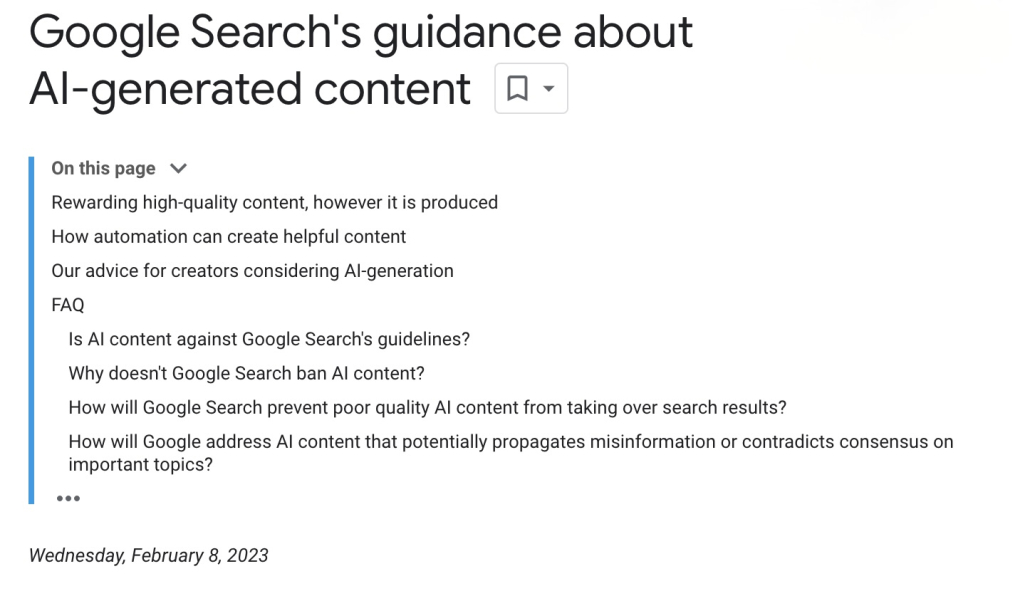 Google's guidance on AI-generated content
