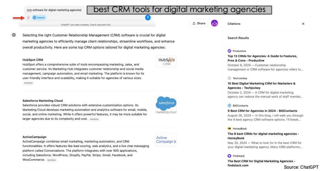 SearchGPT SEO Bing Ranking Example
