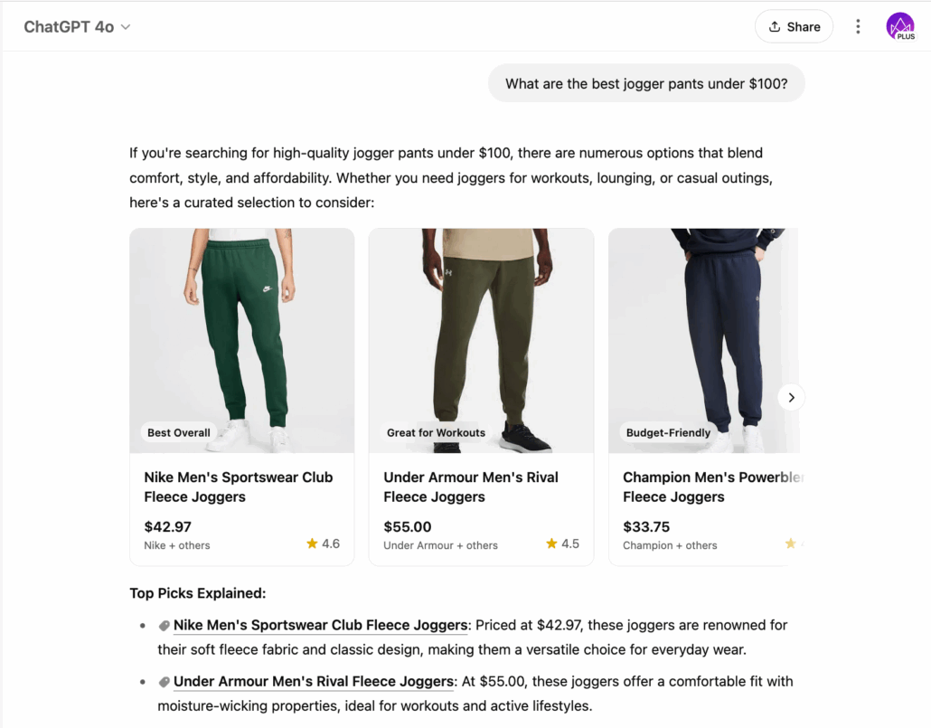 search chatgpt product recommendations seo