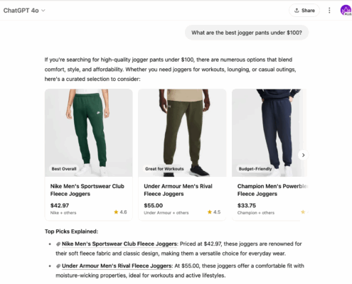 search chatgpt product recommendations seo